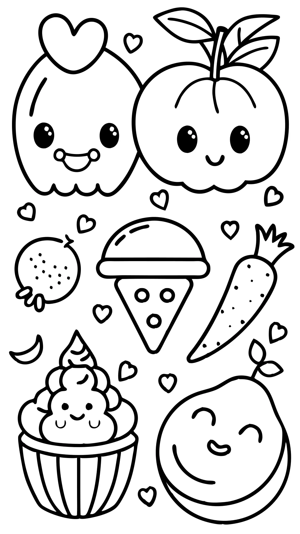 food with faces coloring pages